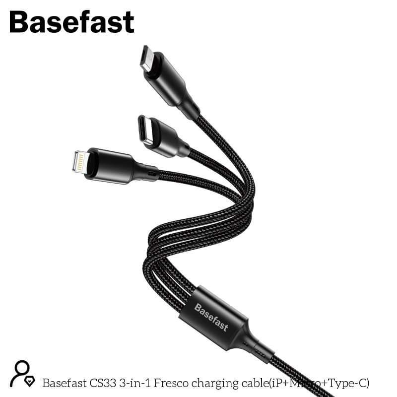 Cáp 3 đầu đa năng tích hợp 3 chân ip,micro,typeC sạc cho các loại máy tiện lợi