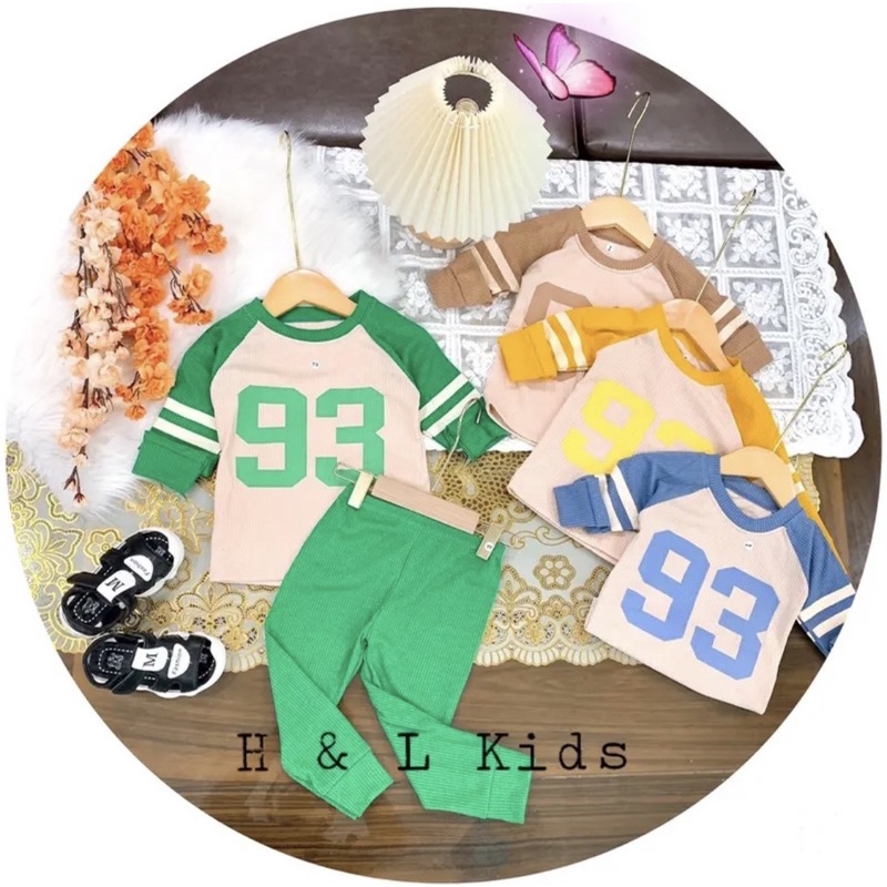 Bộ đồ thu đông cho bé,đồ mùa đông cho bé chất liệu len tăm cao cấp in số 93