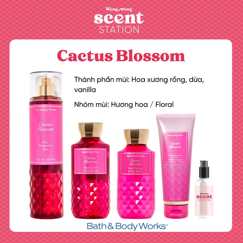 Bộ Sản Phẩm Chăm Sóc Cơ Thể Toàn Diện BBW mùi Cactus Blossom