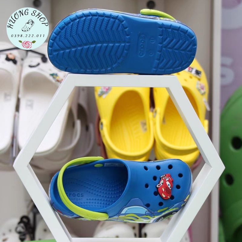 [Tặng 10 jibit 2D, Full Box] - Dép sục in hình 3D ô tô xanh siêu sắc nét, ngộ nghĩnh cho bé trai