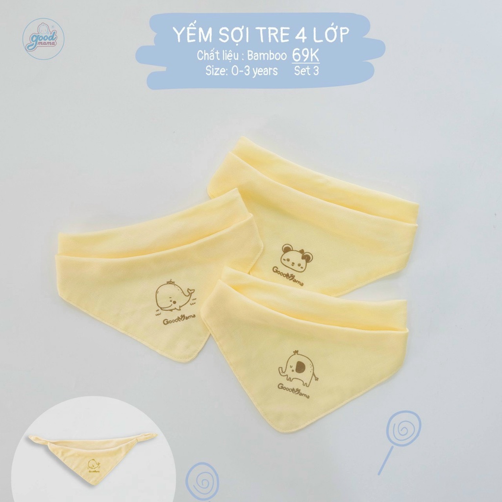 Yếm Sợi Tre Và Yếm Chần Bông Chính Hãng Good Mama Cho Bé(0-3y)