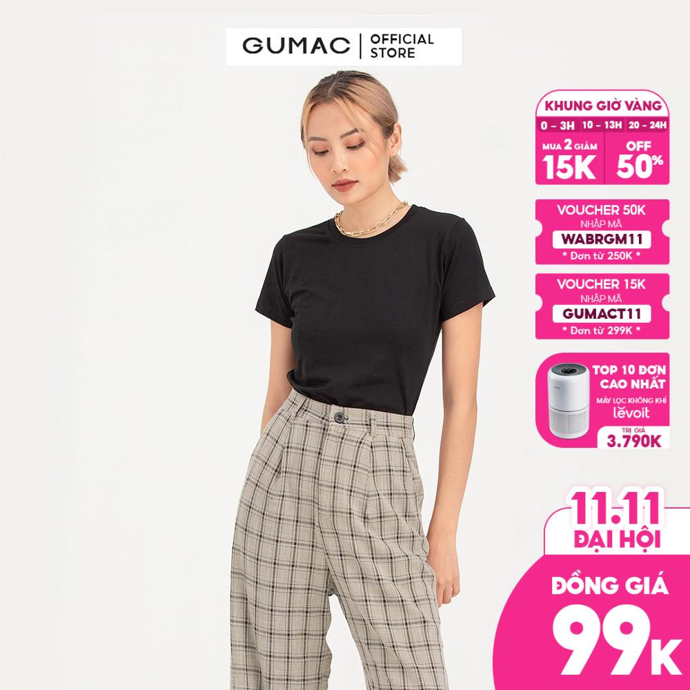 [Mã WABRGM11 giảm 10% đơn 250K] Áo thun cổ tròn GUMAC form basic ôm body cá tính ATB723