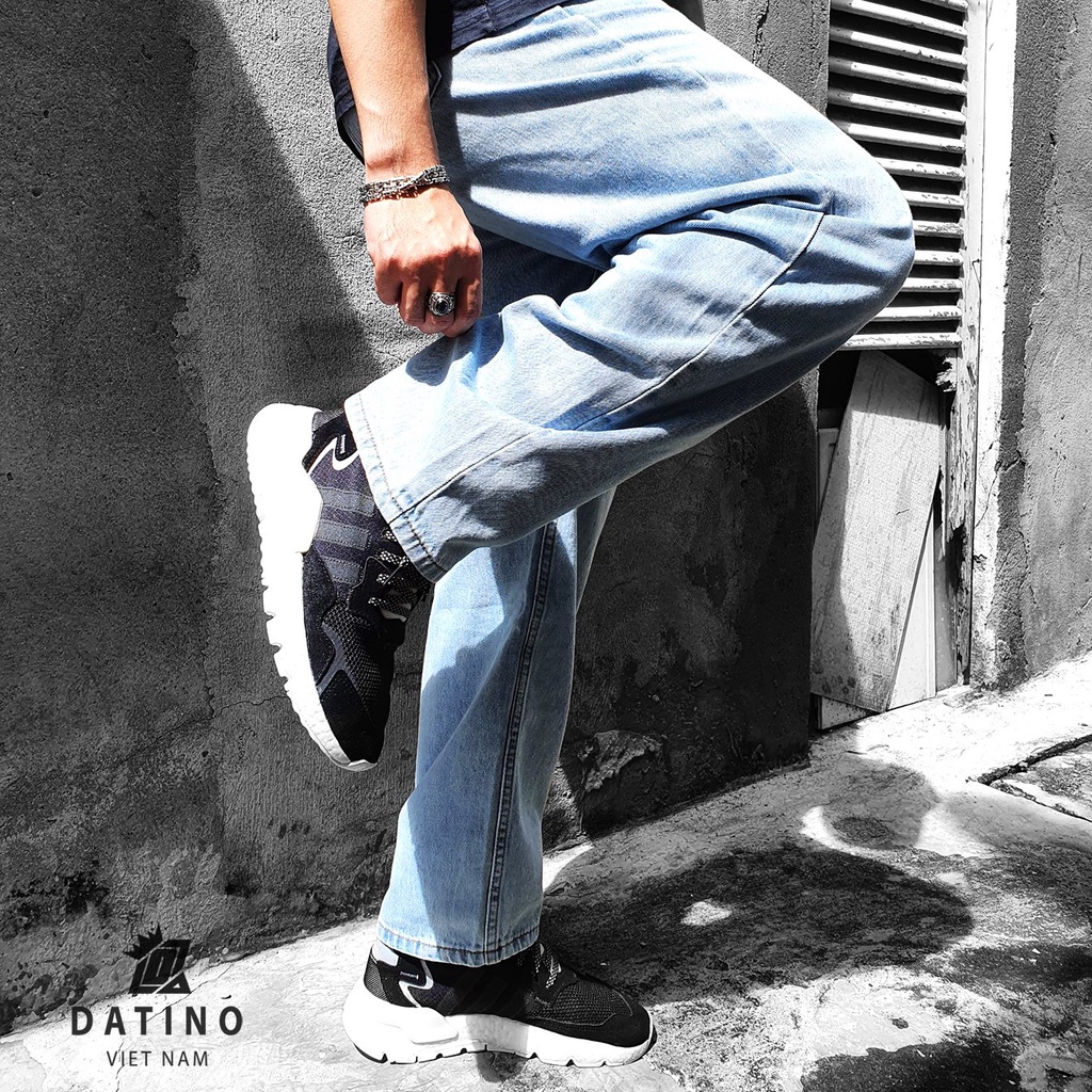 Quần jean nam ống rộng baggy DATINO màu Light Blue chất jean dày dặn cực kì bền màu, giặt tay giặt máy đều được