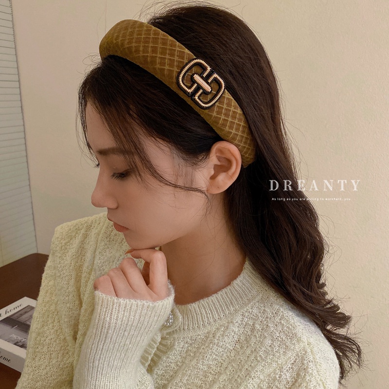 Băng Đô Cài Tóc Bằng Vải Nhung Họa Tiết Đầu Lâu Kẻ Sọc In Chữ Phong Cách Retro Đơn Giản Thời Trang Thu Đông Mới Dành Cho Bạn