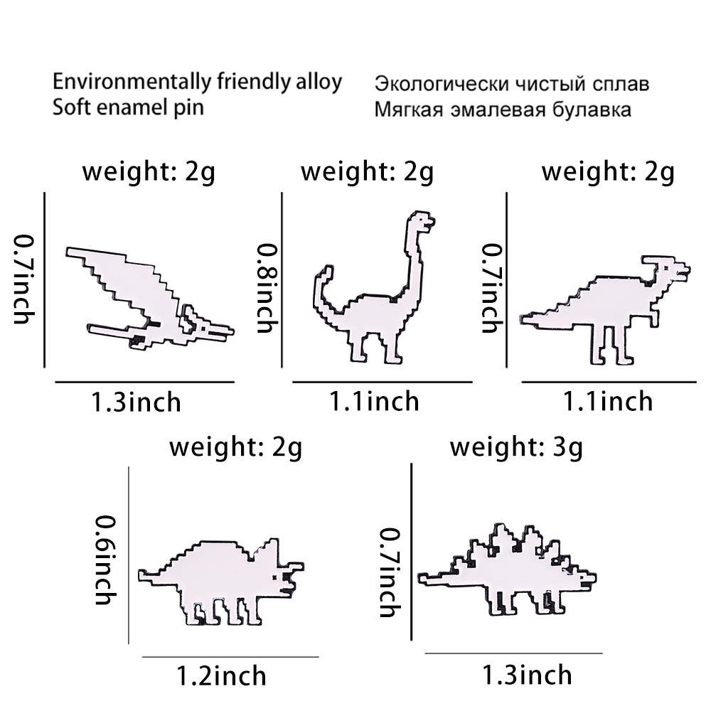 Ghim Cài Áo Hình Khủng Long Phong Cách Mosaic Độc Đáo