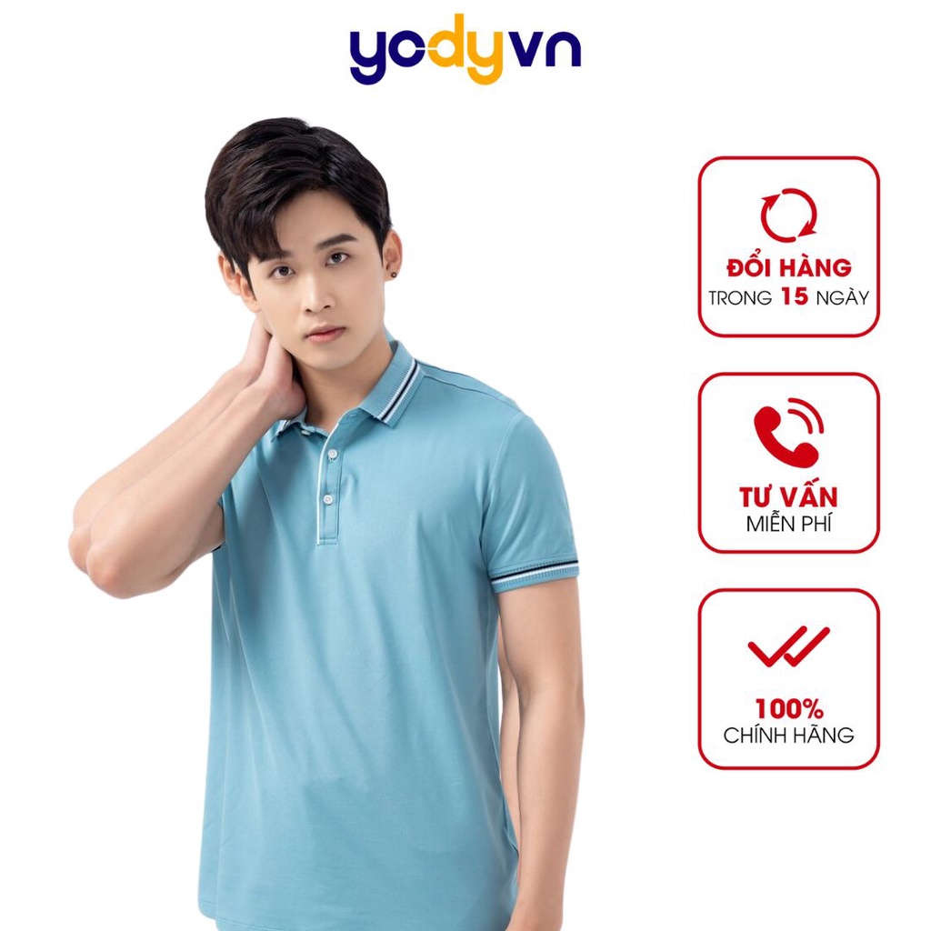 Áo Thun Polo YODY Nam Coolmax có cổ 7 cơ bản thấm hút mồ hôi thoáng mát mềm mịn  APM3681