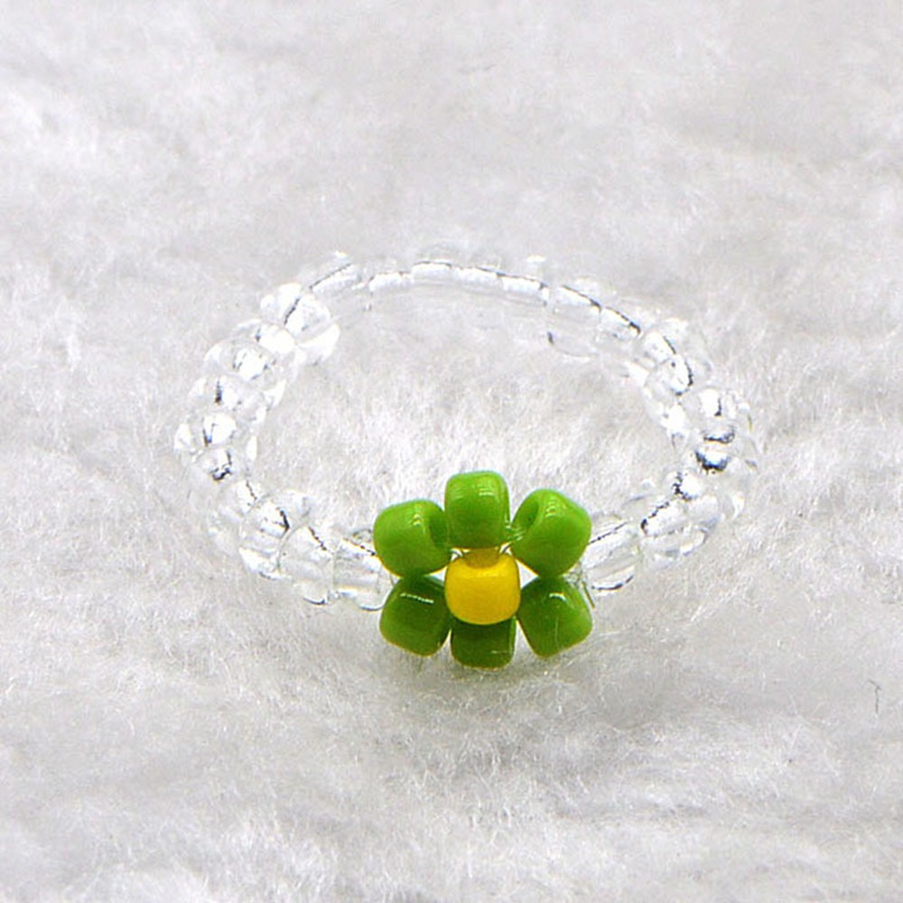1 pcs Fashion Nhẫn Nữ Thời Trang Vintage Color Crystal Flowers Transparent Beads Rings