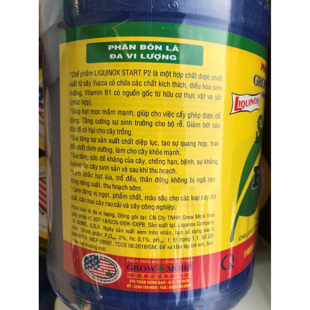 Phân bón lá cao cấp vitamin B1 Start của Growmore 3.8lit