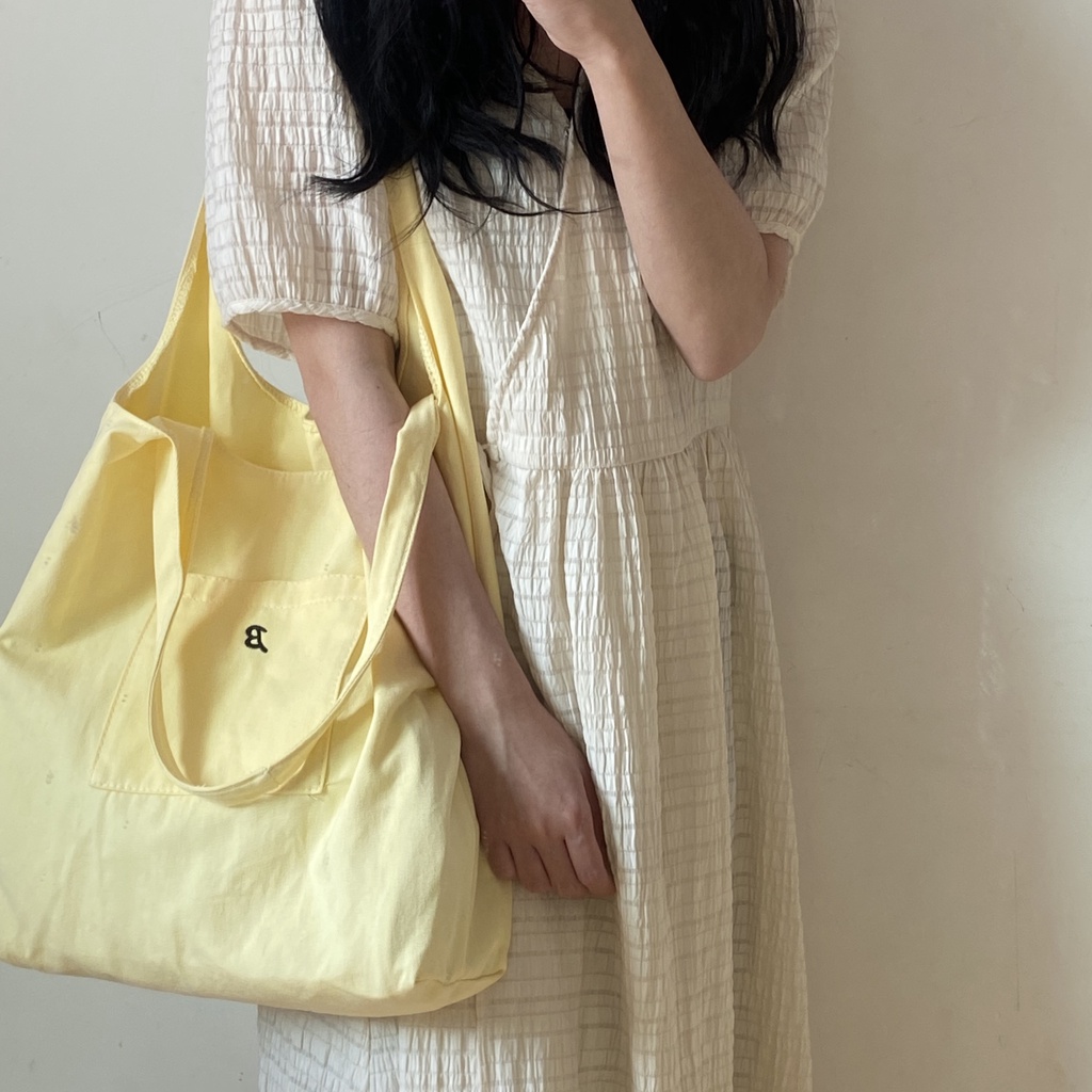 Túi Xách Canvas Màu Vàng Sữa Thời Trang Mùa Hè Cho Nữ