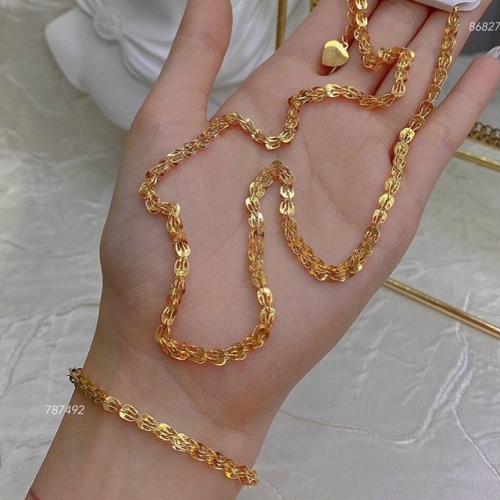 Bộ Trang Sức Nữ Lắc Tay Và Dây Chuyền Titan Không Rỉ Đuôi Phụng TT 4106