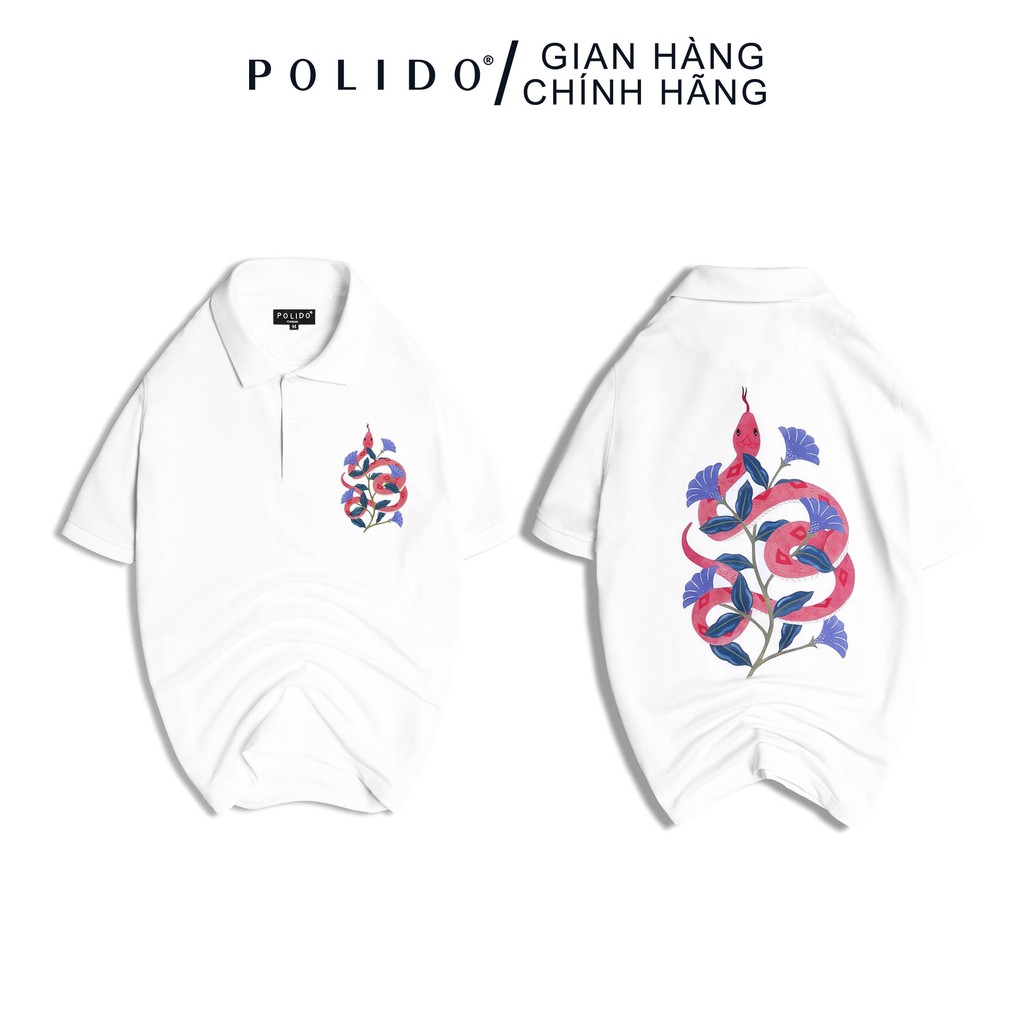 Áo Polo in hình The Snake POLIDO vải Cotton co giãn, không bong tróc, thấm hút mồ hôi