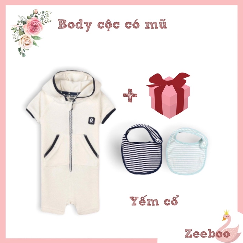 Body đùi có mũ Hooded rompers cho bé 6 tháng / 9 tháng / 12 tháng / 18 tháng / 24 tháng, hàng xuất dư hãng