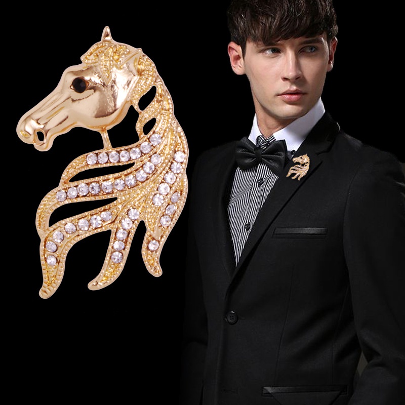 Ghim Cài Áo Hình Kỳ Lân Ngôi Sao Phối Tua Rua Phong Cách Retro