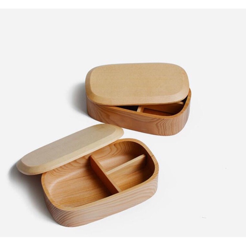 Hộp cơm gỗ Bento an toàn phong cách Nhật Bản