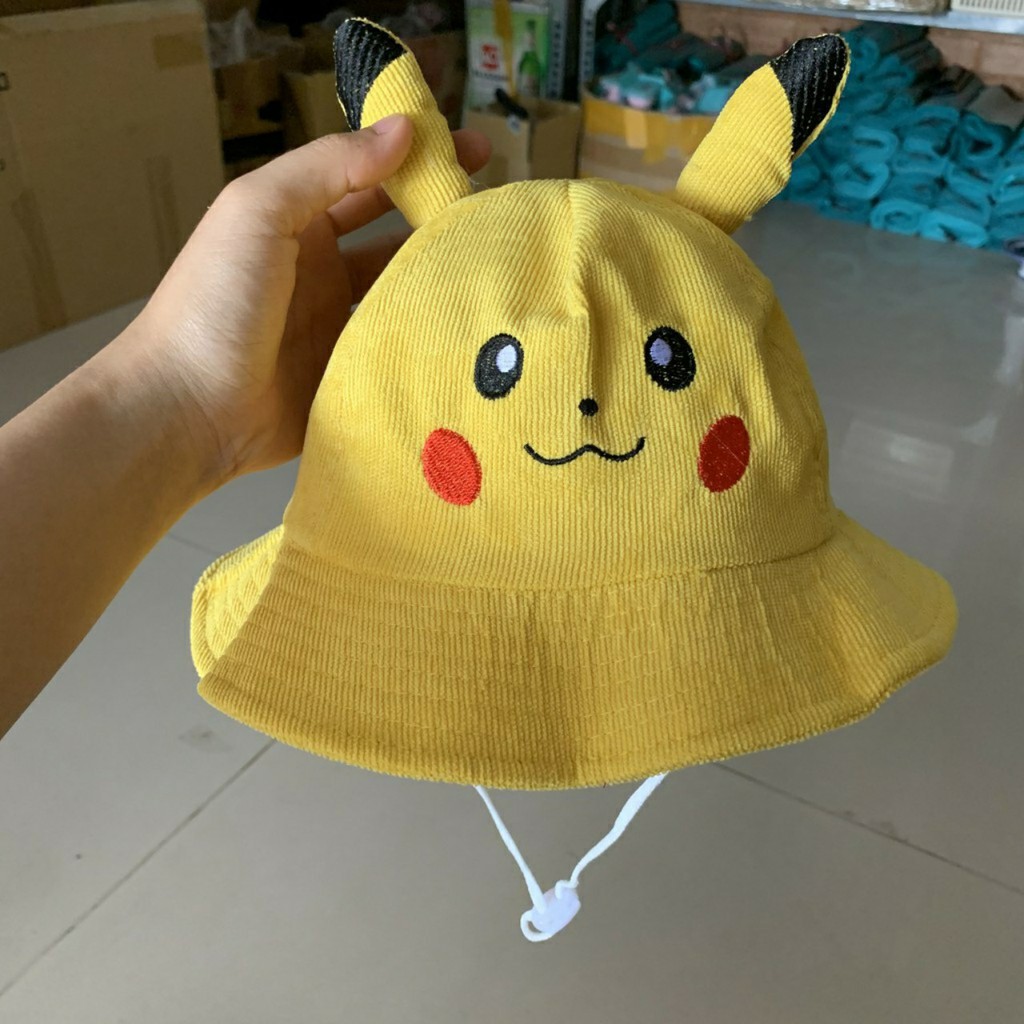 Mũ nón tai bèo Pikachu bé gái bé trai 2-4 tuổi có dây