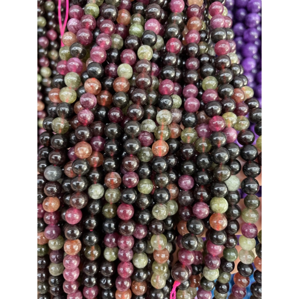 Chuỗi Hạt Đá Tourmaline Tự Nhiên Dùng Làm Vòng Tay / Vòng cổ DIY
