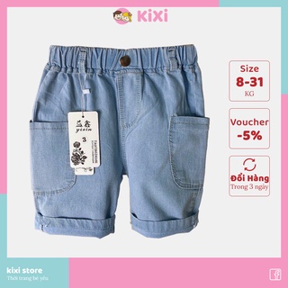 Quần short bé trai KiXi sooc ngố mềm cao cấp màu trơn quần jean cho bé trai size đại CMQS08