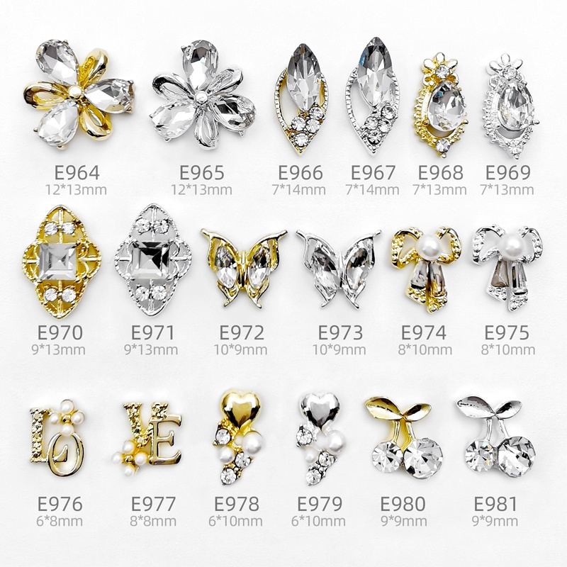 Hàng Có Sẵn Phụ Kiện Trang Trí Móng Tay Đính Đá Bằng Hợp Kim Cao Cấp Phong Cách Nhật Bản Ins Sang Trọng Cổ Tích Hợp Chữ Batch Love Giọt Nước Hoa Anh Đào Kim Cương Giải