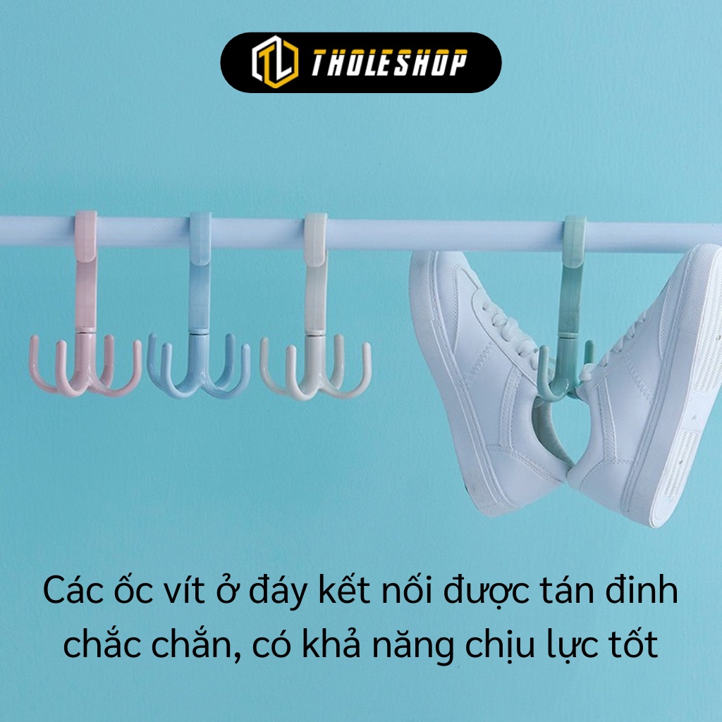 Móc Tròn Xoay 360 - Móc Nhựa Treo Quần Áo, Vớ, Giày 4 Chấu Hình Móc Câu 8401