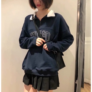 Áo Polo Nỉ Dài Tay Chicago 1994 A046 Nam Nữ - Áo Sweater thu đông form rộng tay bồng thiết kế cổ bẻ chân cua vintage hàn