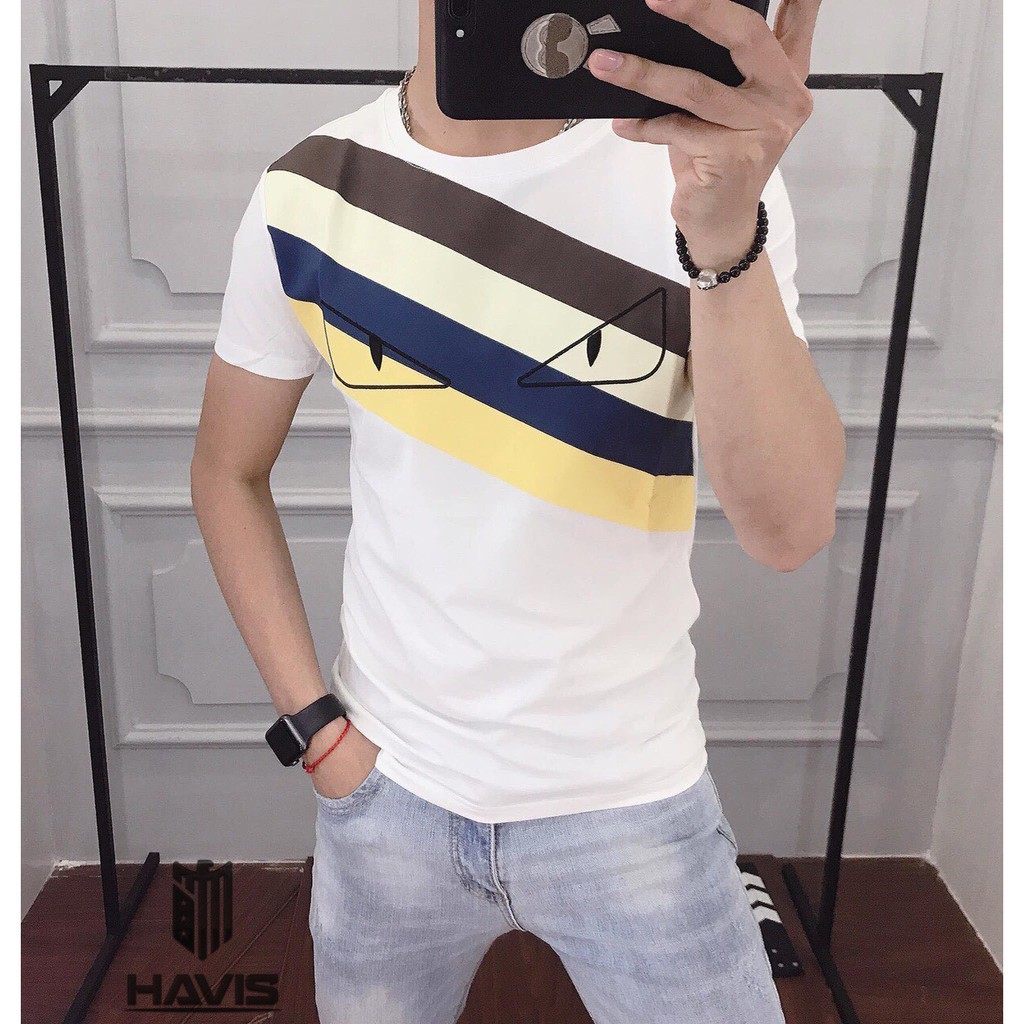Áo thun nam tay ngắn 💖FREESHIP💖 áo thun phối hoạ tiết chéo - Thời trang Hansara 247