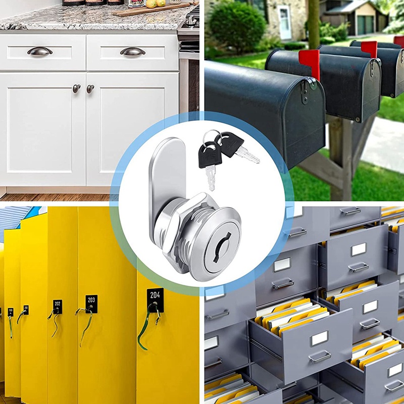 16 Pieces 5/8 Inch Zinc Alloy Drawer Lock File Cylinder Lock Keyed