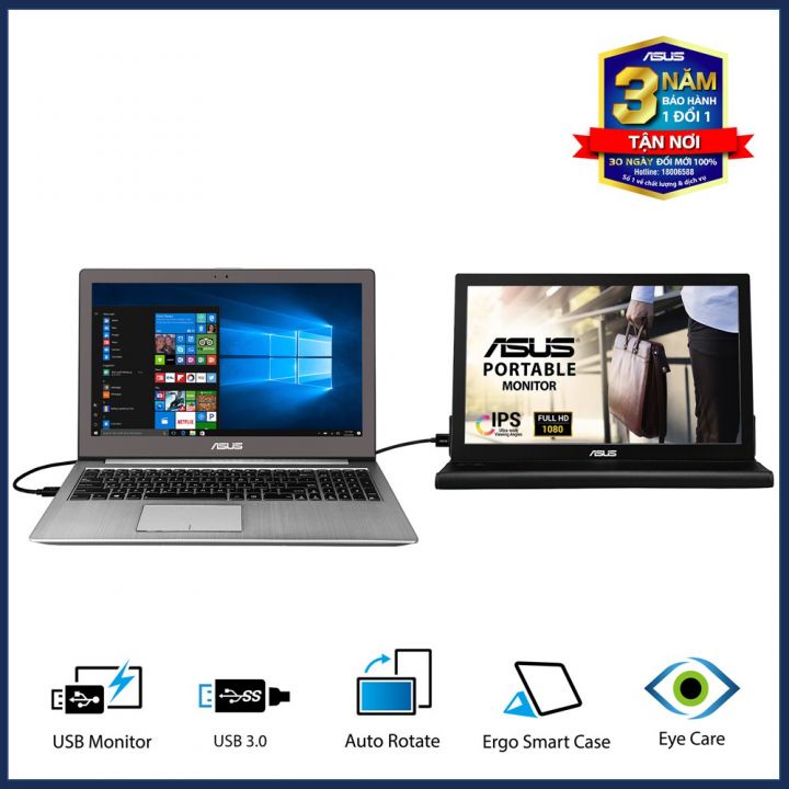 [Mã ELHASALE1TR giảm 5% đơn 3TR] Màn Hình Di Động ASUS MB169BR+ 15.6'' Full HD (1920x1080) IPS Nhỏ Gọn