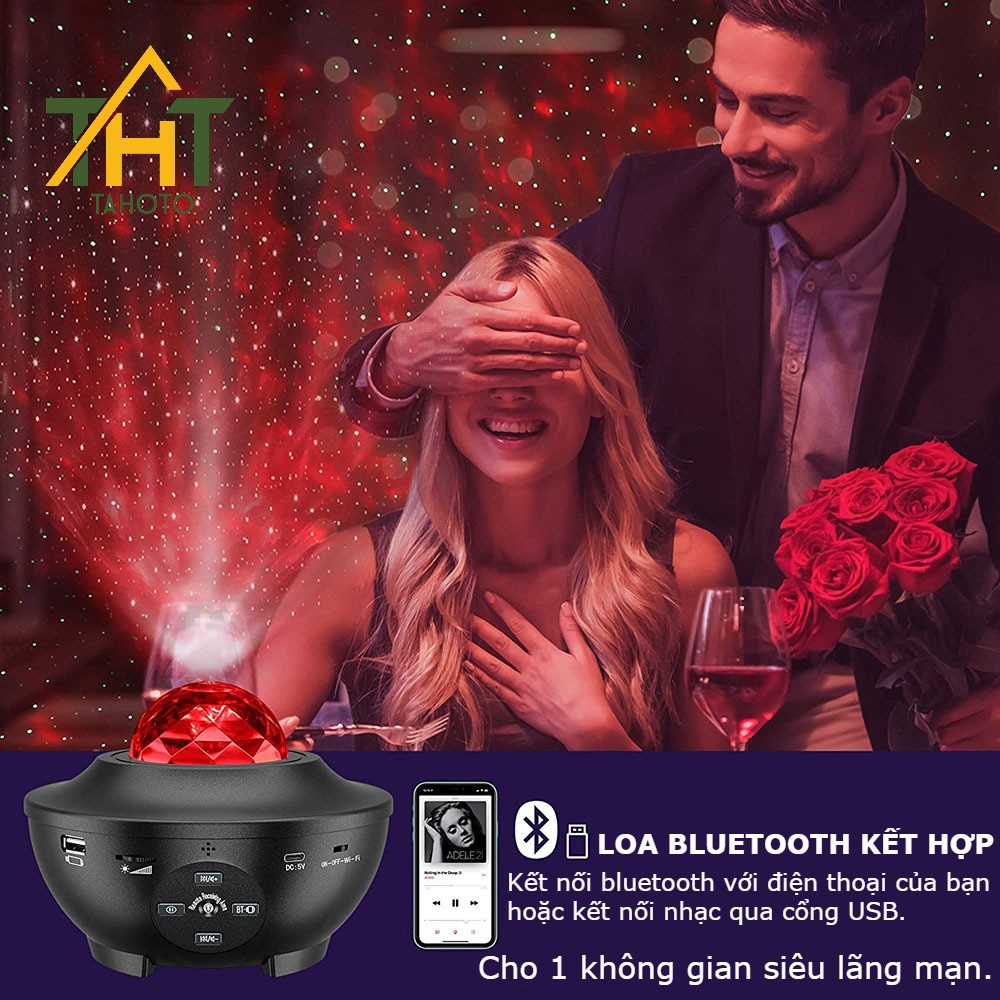 Đèn galaxy thiên hà loa bluetooth TAHOTO sử dụng trang trí phòng sân khấu phòng ngủ
