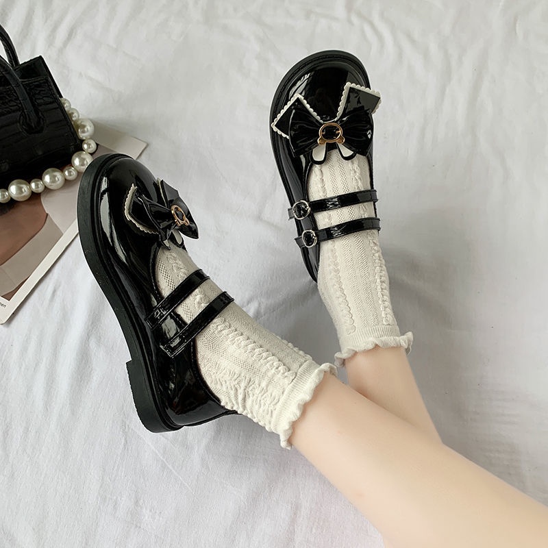 Giày Búp Bê Da Đế Bằng Phong Cách Lolita Nhật Bản 2022 Thời Trang Cho Nữ