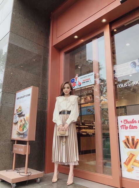 Chân váy nhung xếp ly mặc được 2 mặt hàng Quảng Châu | BigBuy360 - bigbuy360.vn