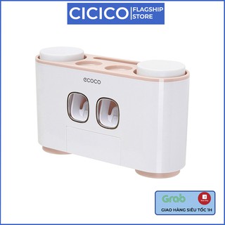 Hộp nhả kem ECOCO 2 ngăn kèm treo bàn chải đánh răng cao cấp
