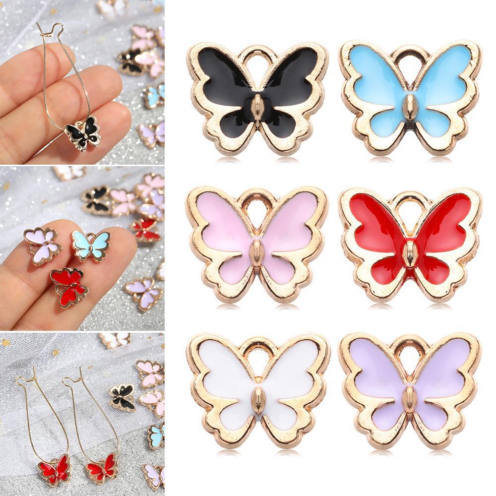 Set 10 Mặt Dây Chuyền Hình Bướm Bằng Hợp Kim Tráng Men DIY