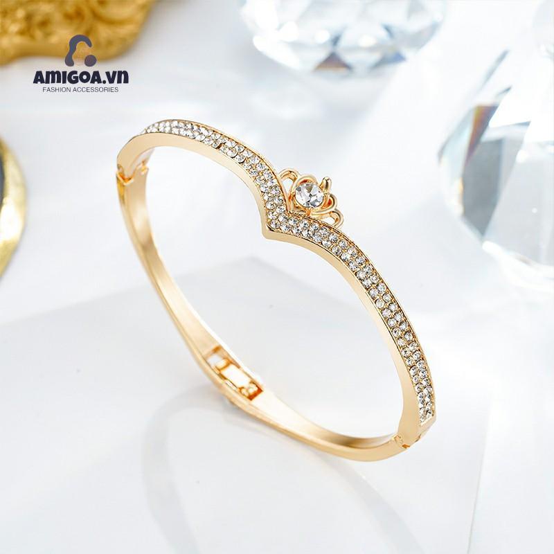 ✨✨Vòng Tay Đính Đá Kim Cương Hình Trái Tim Thời Trang Cho Nữ