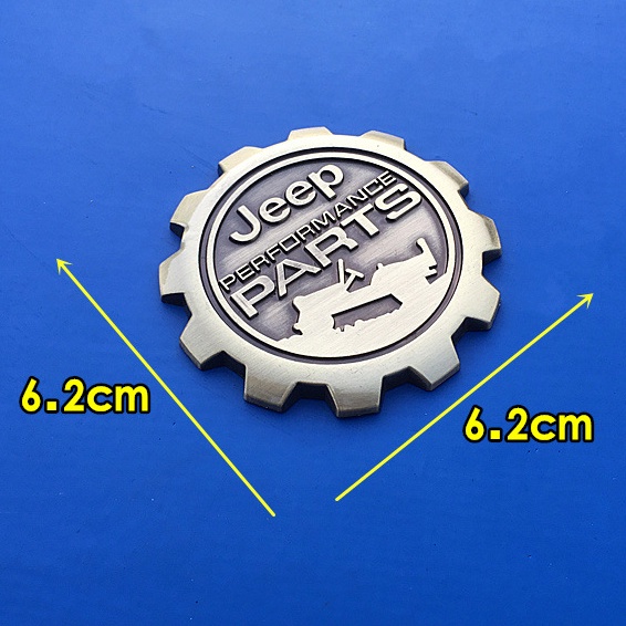 Logo Jeep Performance Parts 6.2cm hình bánh răng hợp kim dán xe