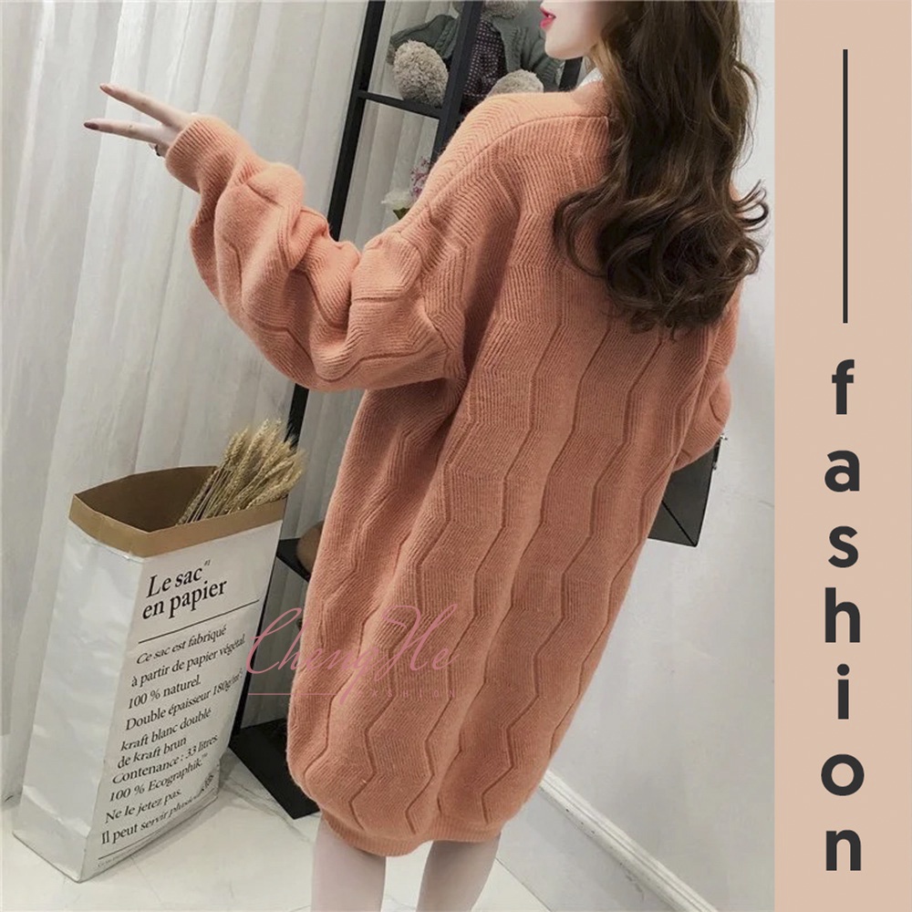 Áo khoác cardigan dáng rộng oversize kiểu dài dày dặn ấm áp thu đông A00167