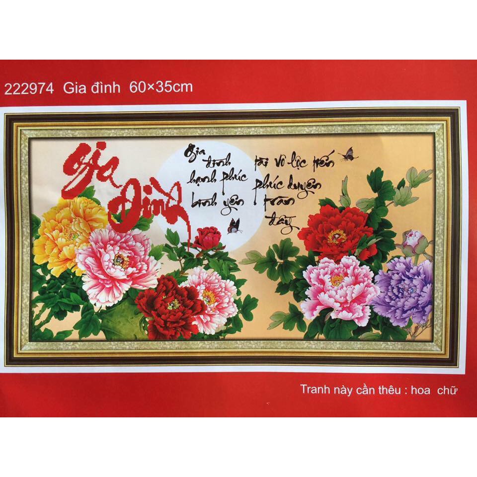 Tranh thêu chữ thập Gia đình 222974 60*35cm