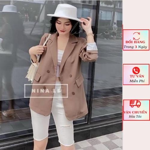Áo vest blazer nữ 4 cúc kiểu hàn quốc dài tay công sở thanh lịch tay lật trắng