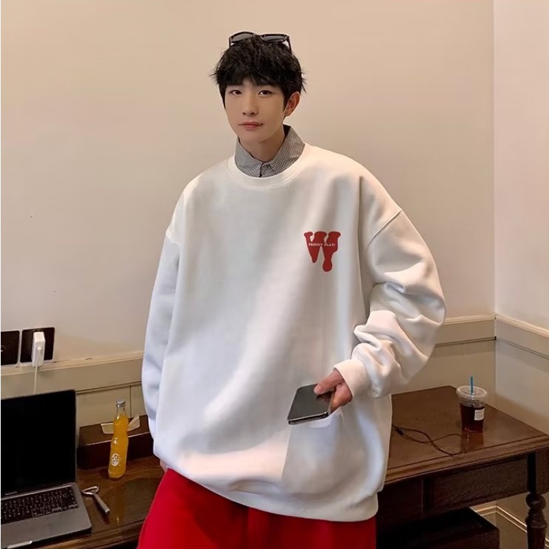 Áo Sweater Cổ Tròn Dáng Rộng In Họa Tiết Đơn Giản Thời Trang Xu Hướng Đường Phố Có Size Lớn M-8XL