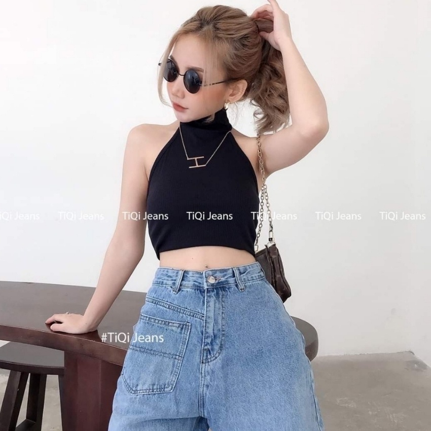 Quần jean nữ lưng cao ống suông, chất vải denim dày dặn, mềm, mang thoái mái Tulibs | BigBuy360 - bigbuy360.vn