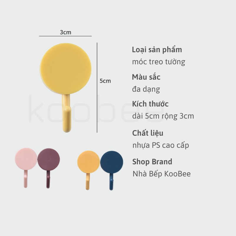 Vỉ 10 móc dán tường siêu dính - Móc dính tường trang trí nhà cửa KOOBEE