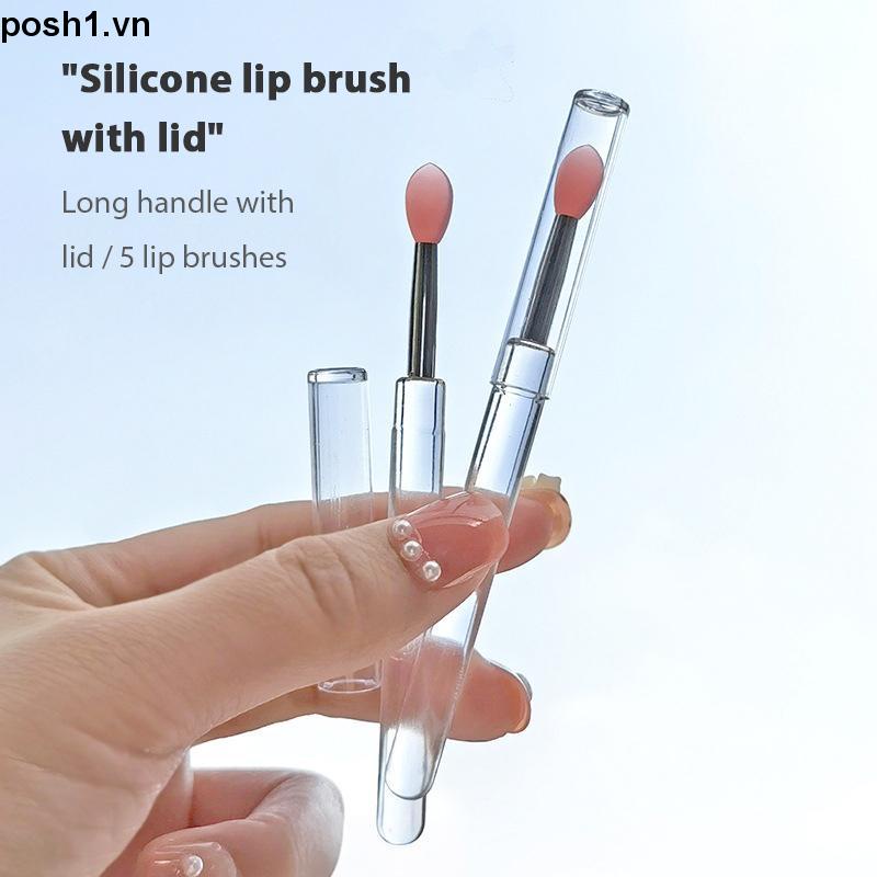 💌Cọ Tô Son Môi Bằng Silicon Trong Suốt Di Động Đính Kim Sa Có Nắp Đậy Tiện Dụng