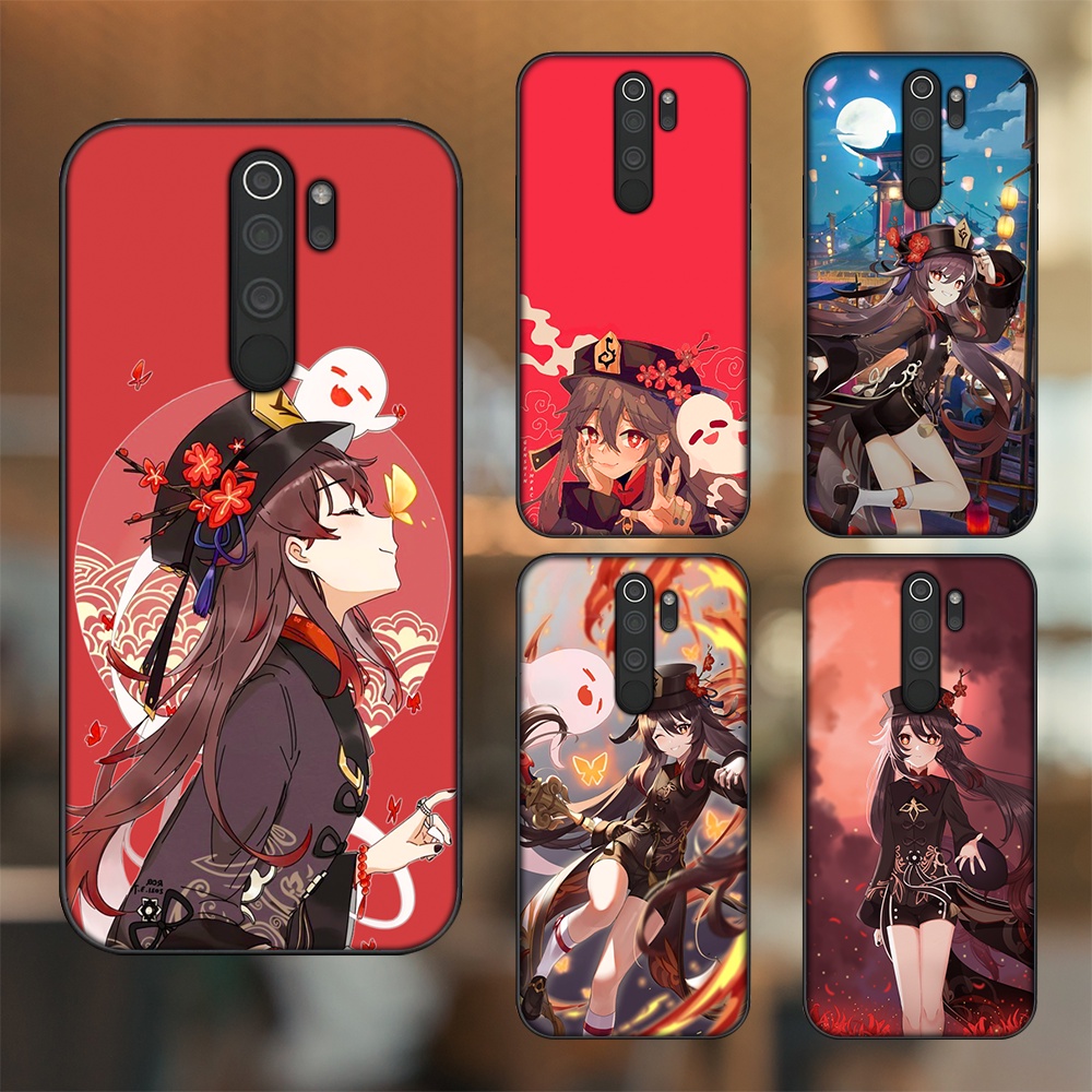 Ốp lưng Xiaomi Redmi Note 8 Pro viền đen in hình Hutao Genshin Impact