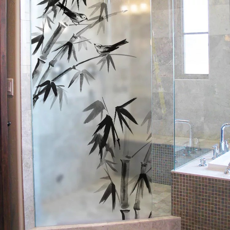 Decal trang trí kính cao cấp mẫu Cây Trúc tao nhã (60cm x 116cm)