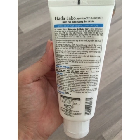 Sửa rửa mặt Hada labo dưỡng ẩm màu trắng 80g