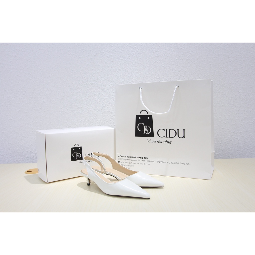 Giày Cao Gót Nữ Slingback Da Mịn Ôm Chân Cidu GN07
