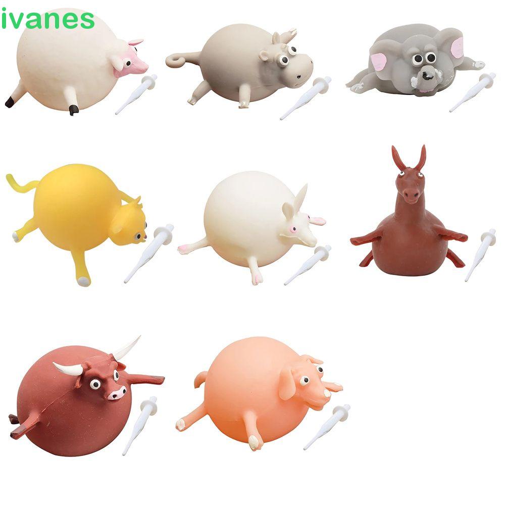IVANES TPR Squeeze Ball Children Blowing Animal Inflatable Toys Blow Off Creative Stress Relief Funny Animal Toy Kids Water Balloon