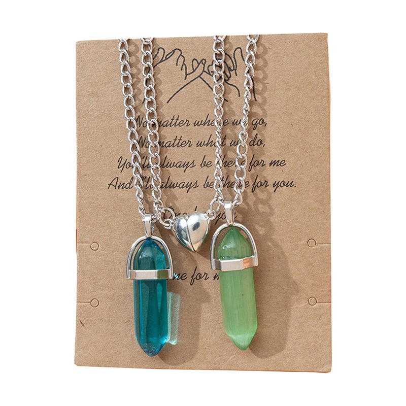 Vòng cổ Mặt Đá Thạch Anh Có Nam Châm Hình Trái Tim Cho Cặp Đôi