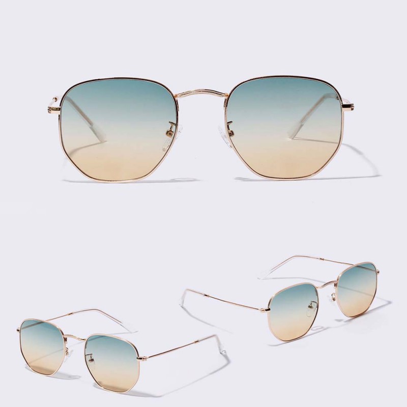 Kính mát gọng kim loại tròng màu gradient thời trang