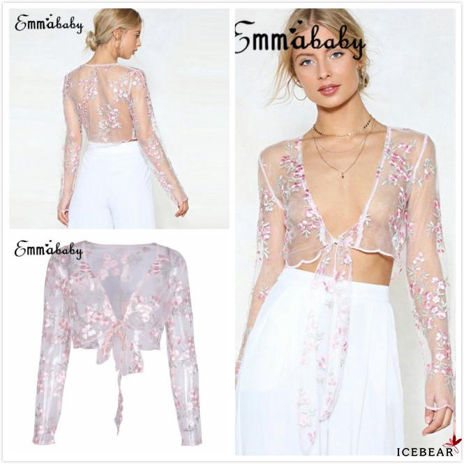 FREESHIP ĐƠN 50K_ Áo lửng tay dài phối lưới xuyên thấu quyến rũ cho nữ