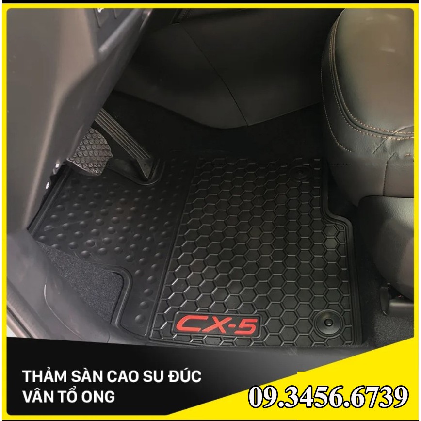 Thảm Lót Sàn Cao Su Cho Xe Mazda CX5 CX-5 đời 2015 đến 2021 mẫu Tổ ong - hàng không mùi , cao su đúc, vừa form xe